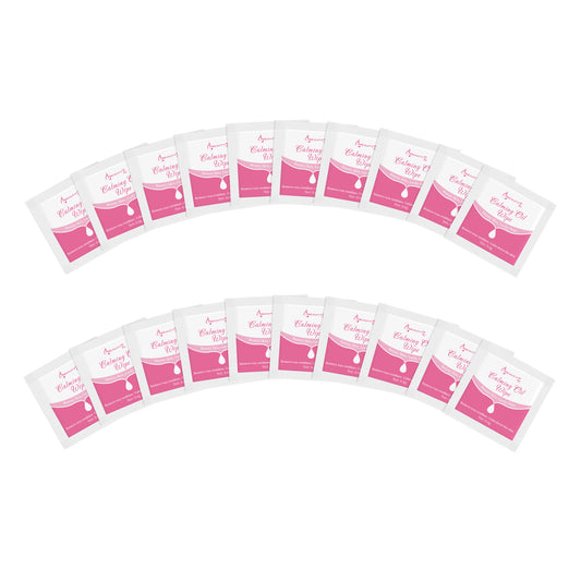 Beauty7 Post Wax Calming Oil Wipes – 20 Individually Wrapped Packets Soothing Cleansing Cloths to Remove Wax Residue, Post Waxing Cleanser at Home Use