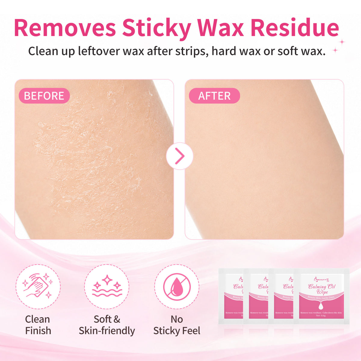 Beauty7 Post Wax Calming Oil Wipes – 20 Individually Wrapped Packets Soothing Cleansing Cloths to Remove Wax Residue, Post Waxing Cleanser at Home Use