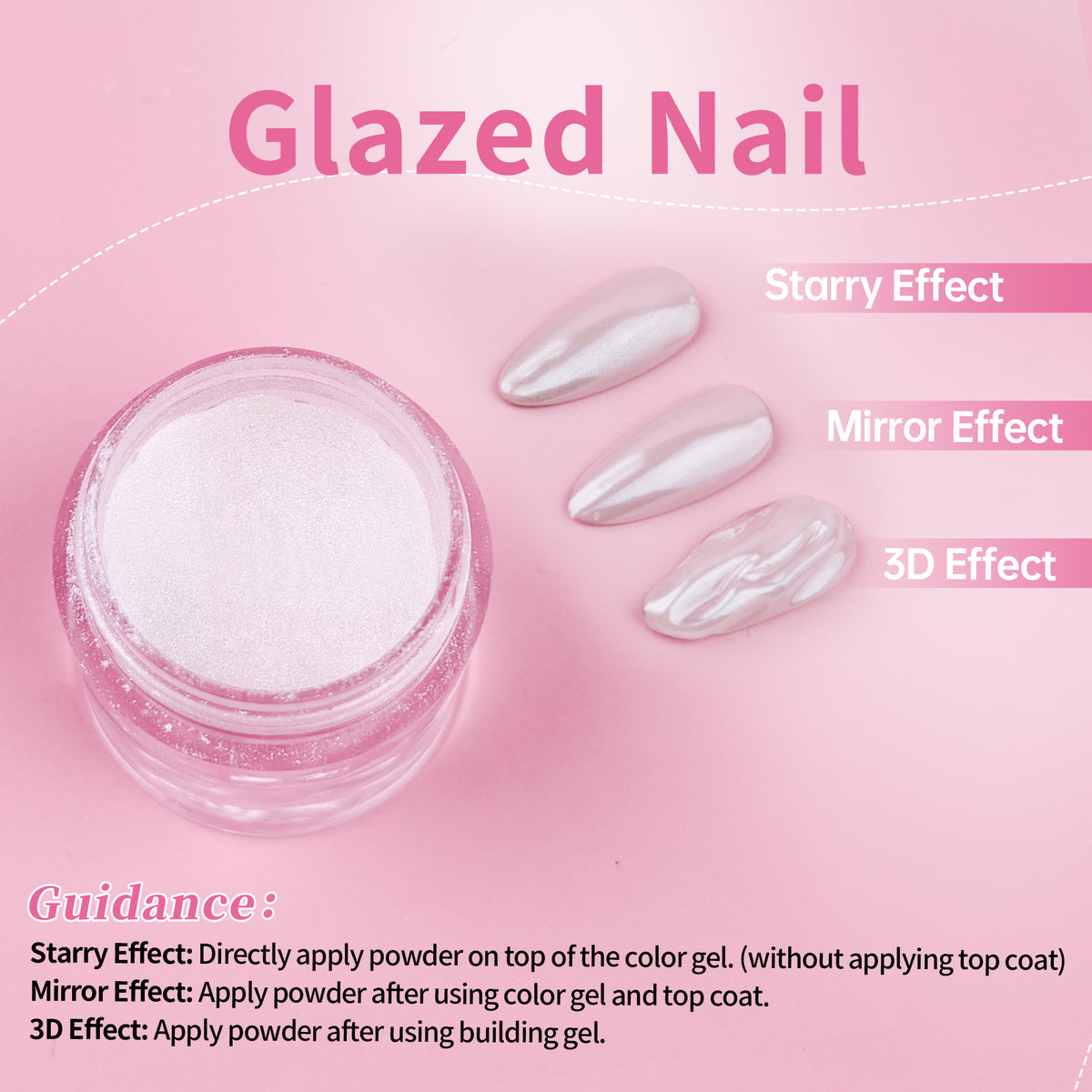 White Chrome Nail Powder for Gel Nails Pearl Powder Mirror Effect for Home DIY Professional Use