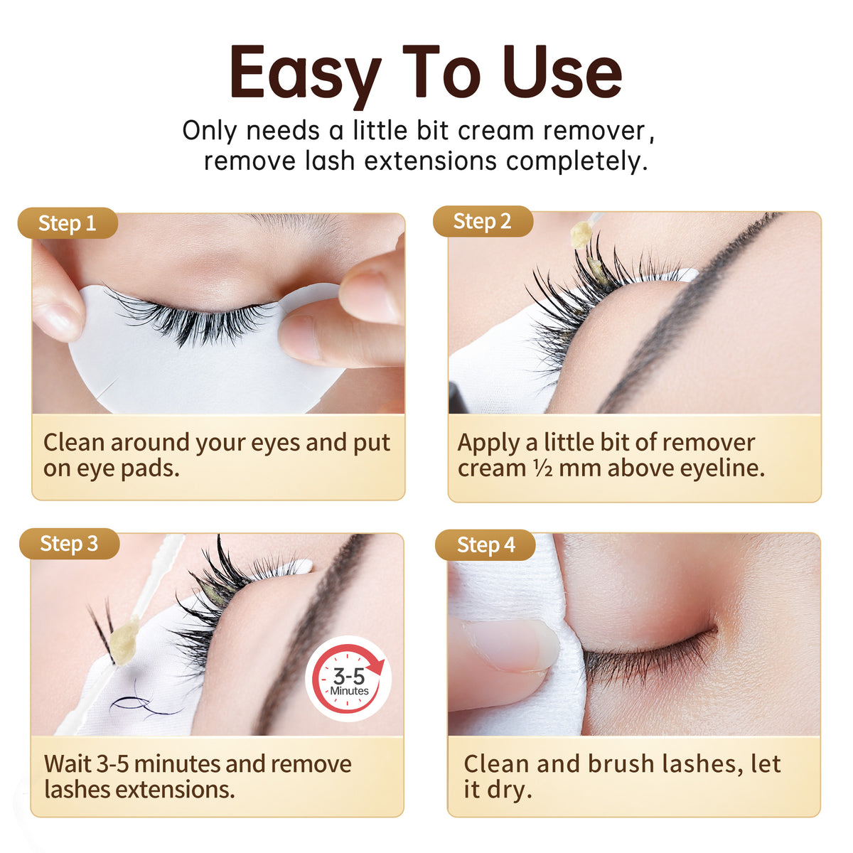 Beauty7 Vanilla Scent Eyelash Extension Remover Cream, Non-irritating 5g, Hypoallergenic Lash Adhesive Remover