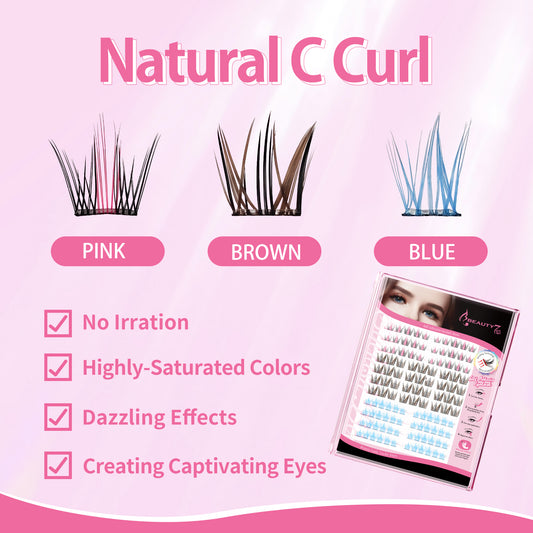 Beauty7 Self Adhesive Eyelashes 114pcs Lash Clusters 3 Colors Press On Eyelash