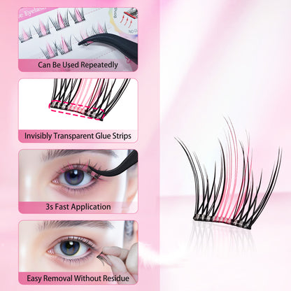 Beauty7 Self Adhesive Eyelashes 114pcs Lash Clusters 3 Colors Press On Eyelash