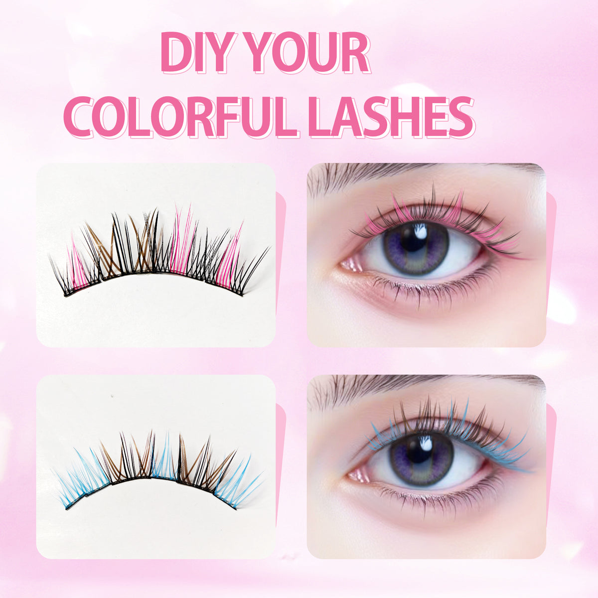 Beauty7 Self Adhesive Eyelashes 114pcs Lash Clusters 3 Colors Press On Eyelash
