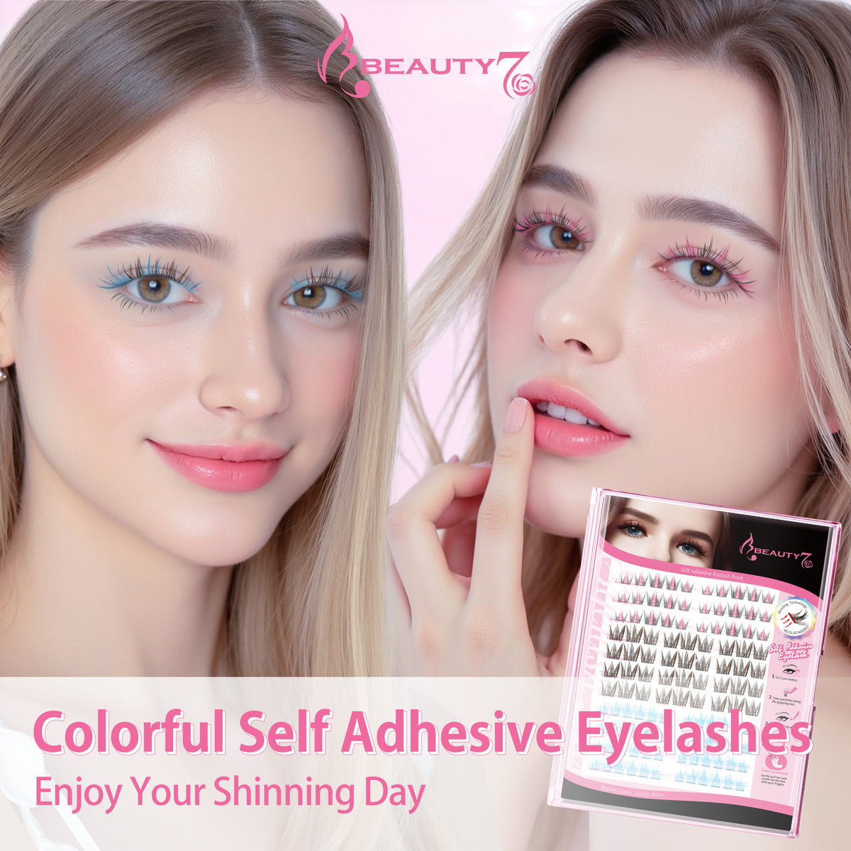 Beauty7 Self Adhesive Eyelashes 114pcs Lash Clusters 3 Colors Press On Eyelash