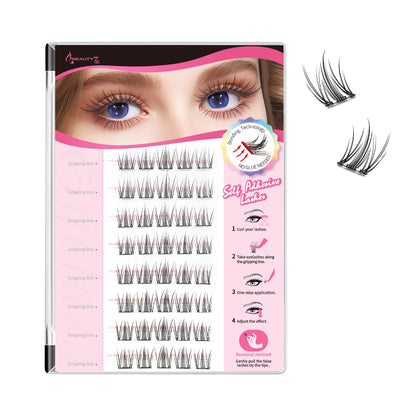 Beauty7 Self Adhesive Eyelashes 40pcs DIY Lash Clusters Press On Self Stick Lashes Reusable Self-adhesive Eyelash Clusters 1 Step Lashes Pre Glued Cluster Lashes (Camellia)