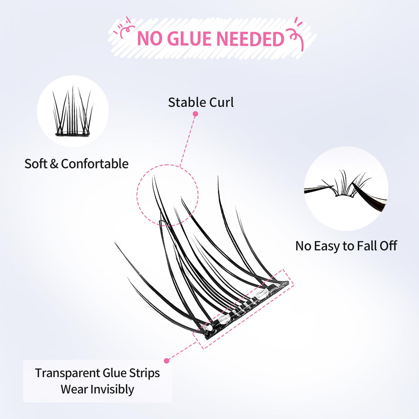 Beauty7 Self Adhesive Eyelashes 40pcs DIY Lash Clusters Press On Self Stick Lashes Reusable Self-adhesive Eyelash Clusters 1 Step Lashes Pre Glued Cluster Lashes (Camellia)