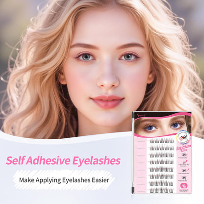 Beauty7 Self Adhesive Eyelashes 40pcs DIY Lash Clusters Press On Self Stick Lashes Reusable Self-adhesive Eyelash Clusters 1 Step Lashes Pre Glued Cluster Lashes (Camellia)