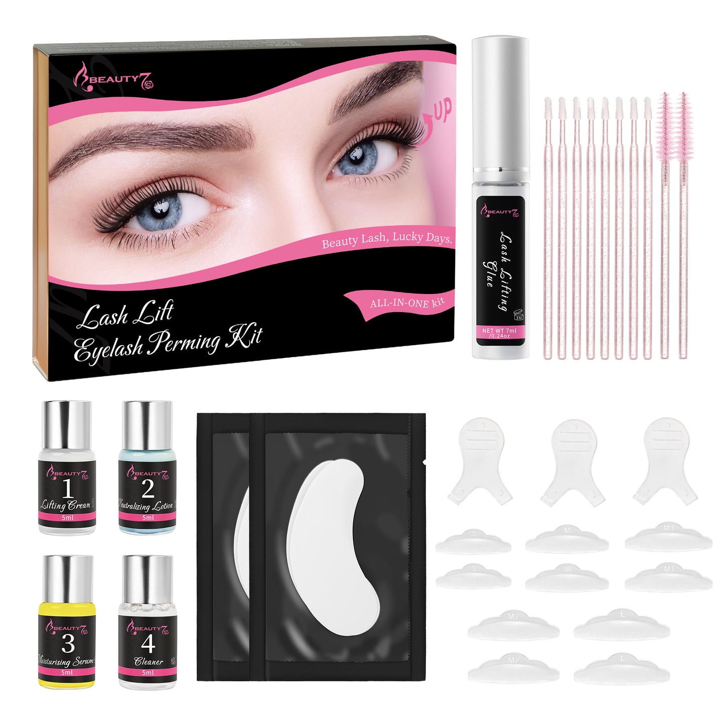 BEAUTY7 Eyelash Curling Kit Eyelash Curling Kit Eyebrow Shaping — 2-in-1 Home DIY Salon Kit Eyebrow Curling Kit, Eyelash Curling Kit for Home Use