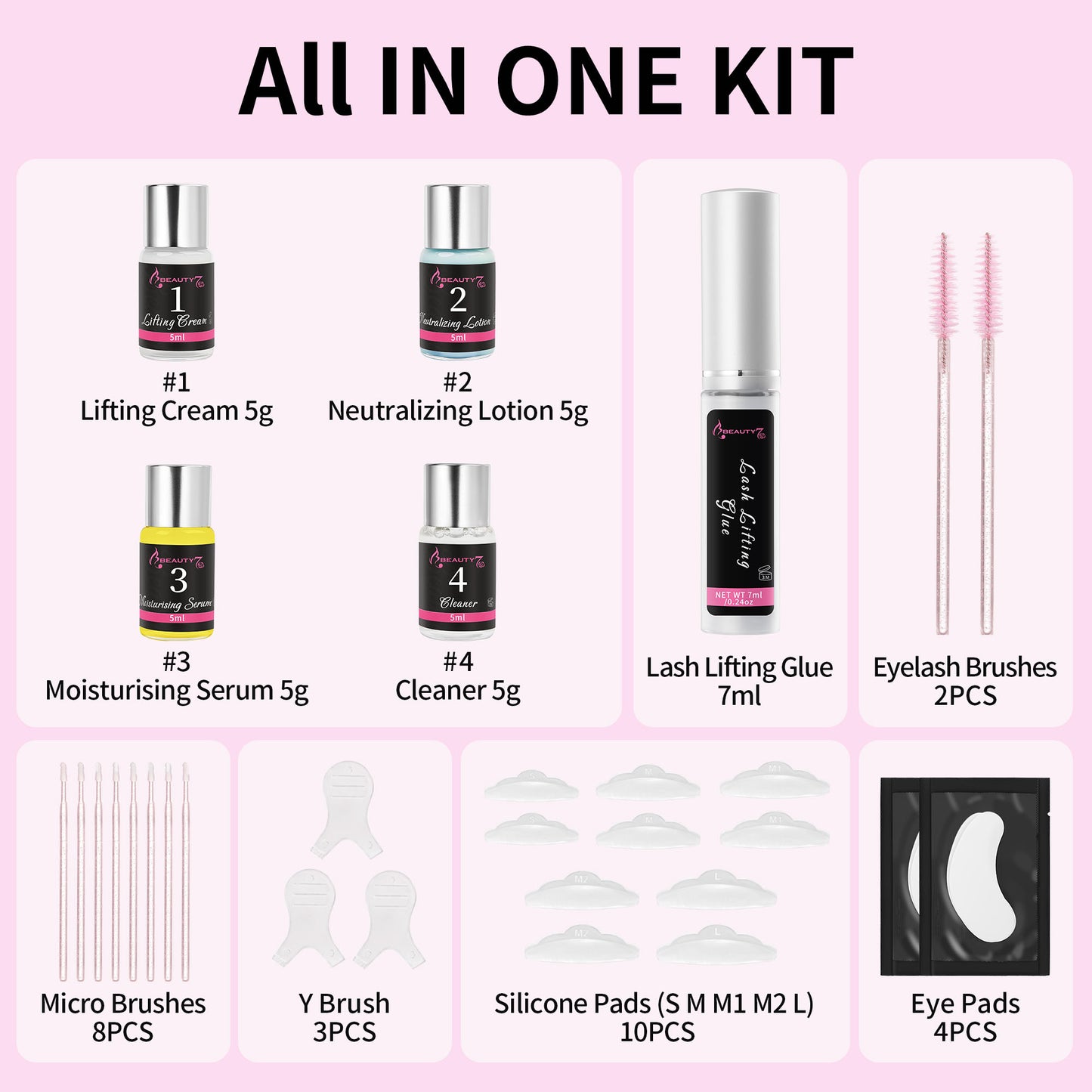 BEAUTY7 Eyelash Curling Kit Eyelash Curling Kit Eyebrow Shaping — 2-in-1 Home DIY Salon Kit Eyebrow Curling Kit, Eyelash Curling Kit for Home Use