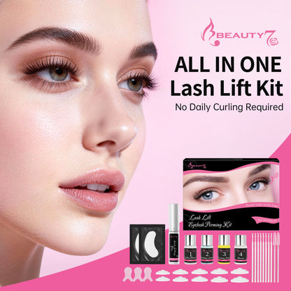 BEAUTY7 Eyelash Curling Kit Eyelash Curling Kit Eyebrow Shaping — 2-in-1 Home DIY Salon Kit Eyebrow Curling Kit, Eyelash Curling Kit for Home Use