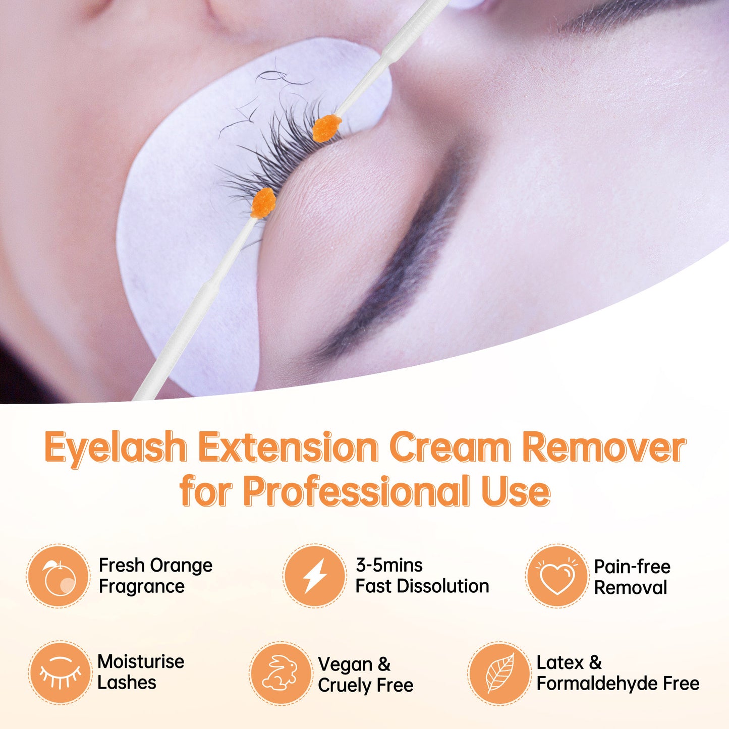 Beauty7 Eyelash Glue Remover Cream Eyelash Extension Remover Orange Eyelash Glue Solvent Eyelash Extension Remover Remover Cream Eyelash Extension Adhesive Remover 5 ml Fragrance: Orange Fragrance