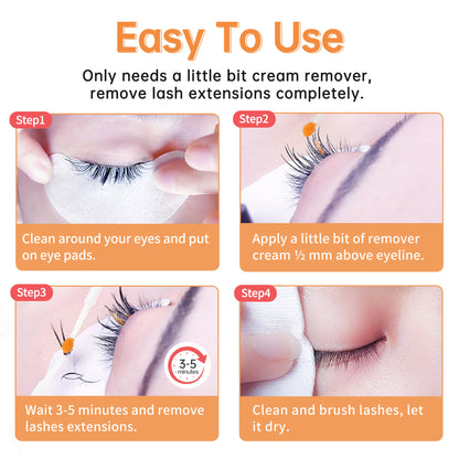 Beauty7 Eyelash Glue Remover Cream Eyelash Extension Remover Orange Eyelash Glue Solvent Eyelash Extension Remover Remover Cream Eyelash Extension Adhesive Remover 5 ml Fragrance: Orange Fragrance