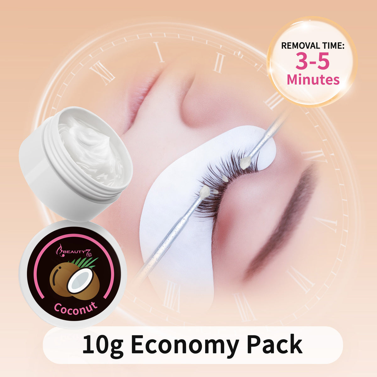 Beauty7 Lash Extension Cream Remover 10g Gentle and Fast-Acting Eyelash Adhesive Remover – Hypoallergenic and Odourless Lash Extension Cream Remover