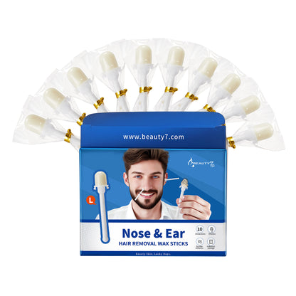 Beauty7 Nose Wax, Ready to Use Waxing Sticks- 10PCS | Individually Wrapped Nose Wax Sticks,Easy to Use, Safe and Natural Hair Removal