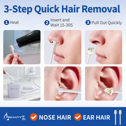 Beauty7 Nose Wax, Ready to Use Waxing Sticks- 10PCS | Individually Wrapped Nose Wax Sticks,Easy to Use, Safe and Natural Hair Removal