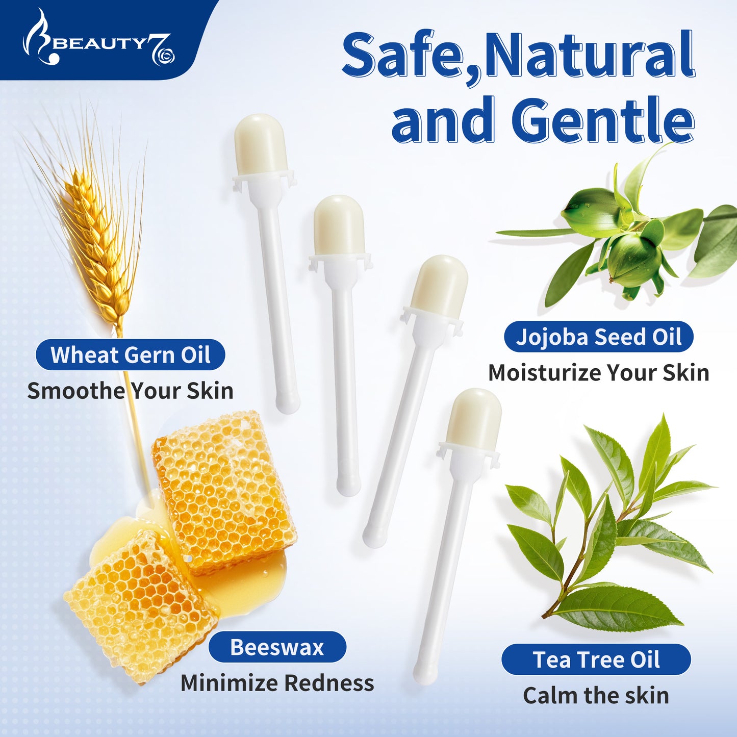 Beauty7 Nose Wax, Ready to Use Waxing Sticks- 10PCS | Individually Wrapped Nose Wax Sticks,Easy to Use, Safe and Natural Hair Removal