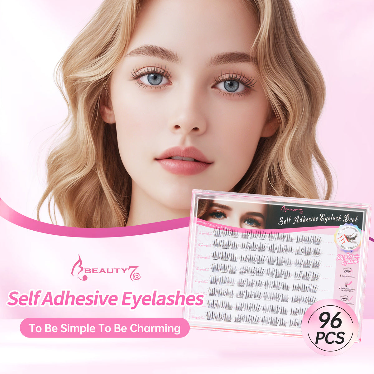 Self Adhesive Eyelashes 40pcs Reusable C Curl Cluster Lash 13-15mm Eyelashes with Glue Eyelashes No Glue Needed Lash Application Asia Lash (Style ACE 96pcs)