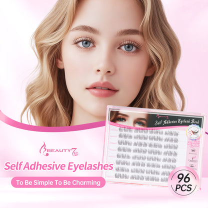 Self Adhesive Eyelashes 40pcs Reusable C Curl Cluster Lash 13-15mm Eyelashes with Glue Eyelashes No Glue Needed Lash Application Asia Lash (Style ACE 96pcs)