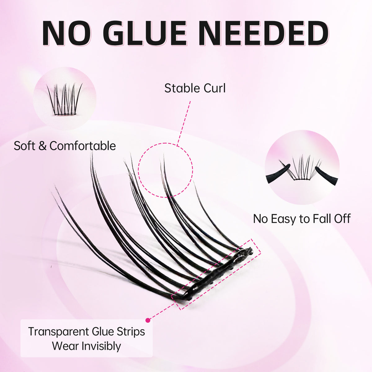 Self Adhesive Eyelashes 40pcs Reusable C Curl Cluster Lash 13-15mm Eyelashes with Glue Eyelashes No Glue Needed Lash Application Asia Lash (Style ACE 96pcs)