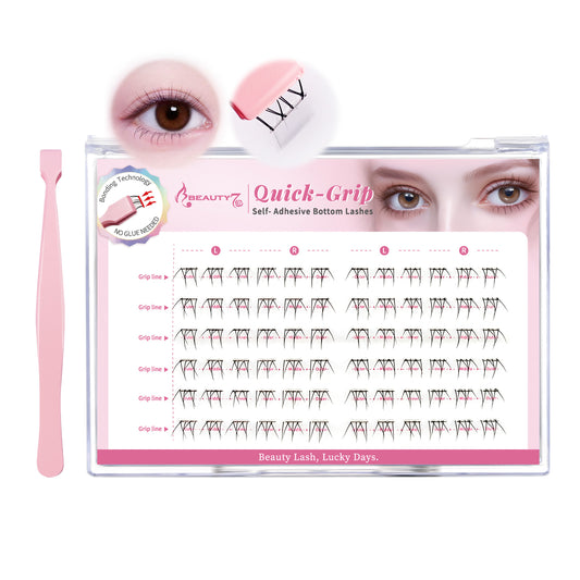 Beauty7 Self Adhesive Eyelashes, No Glue Needed, Quick-Grip Self Adhesive Bottom Lash Clusters, Pre-Glued Eyelashes with Tweezers, Reusable Eyelash Clusters Moonlight 72 Clusters (Moonlight)