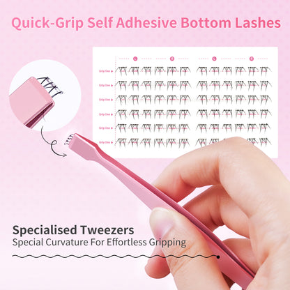 Beauty7 Self Adhesive Eyelashes, No Glue Needed, Quick-Grip Self Adhesive Bottom Lash Clusters, Pre-Glued Eyelashes with Tweezers, Reusable Eyelash Clusters Moonlight 72 Clusters (Moonlight)