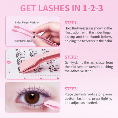 Beauty7 Self Adhesive Eyelashes, No Glue Needed, Quick-Grip Self Adhesive Bottom Lash Clusters, Pre-Glued Eyelashes with Tweezers, Reusable Eyelash Clusters Moonlight 72 Clusters (Moonlight)