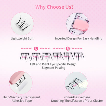 Beauty7 Self Adhesive Eyelashes, No Glue Needed, Quick-Grip Self Adhesive Bottom Lash Clusters, Pre-Glued Eyelashes with Tweezers, Reusable Eyelash Clusters 72 Clusters (Sunshine)