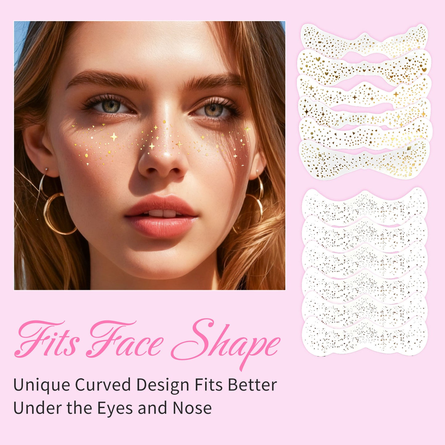 12 Pieces Girl Freckle Tattoo Stickers, Temporary Face Tattoo Waterproof Stickers, Gems Face Jewels for Music Carnival Party Makeup