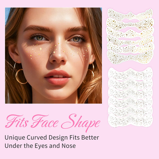 12 Pieces Girl Freckle Tattoo Stickers, Temporary Face Tattoo Waterproof Stickers, Gems Face Jewels for Music Carnival Party Makeup