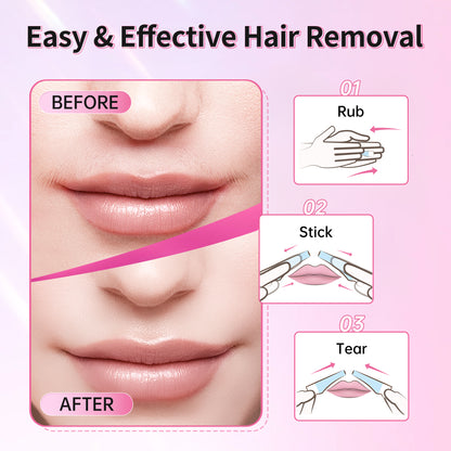 Beauty7 Sensitive Eyebrow Wax Strips Kit Lip Wax Strip Kit with Pearl Powder Essential Oil