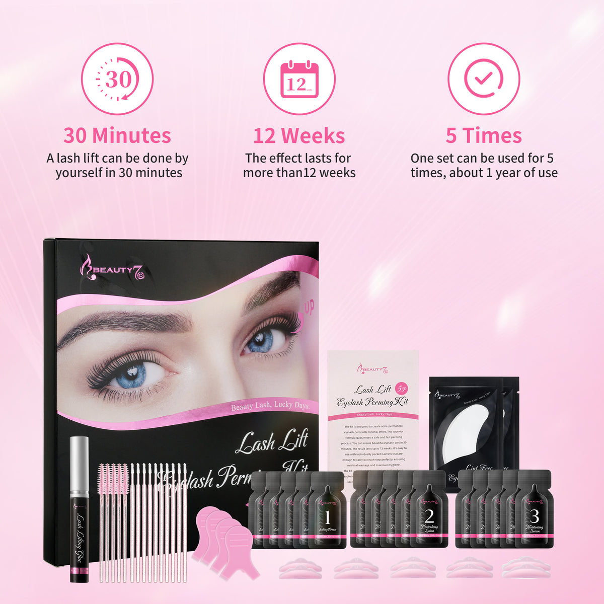 Beauty7 Lash Lift Kit Eyelash Perming Kit 5PCS