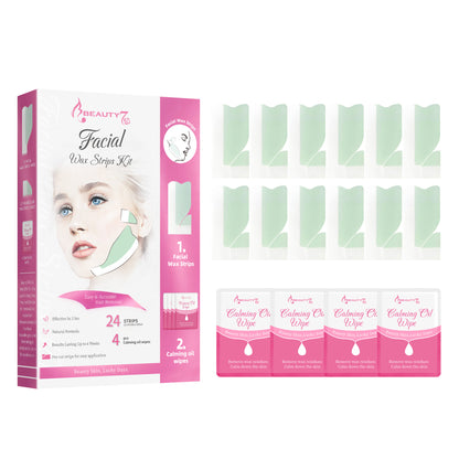 Beauty7 Facial Wax Strips Kit  3 Seconds Quick Hair Removal Cold Wax Strips for Silky Skins 24pcs