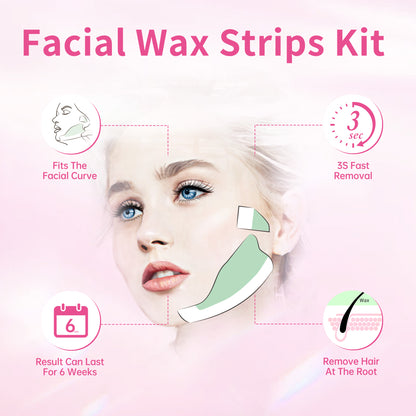 Beauty7 Facial Wax Strips Kit  3 Seconds Quick Hair Removal Cold Wax Strips for Silky Skins 24pcs