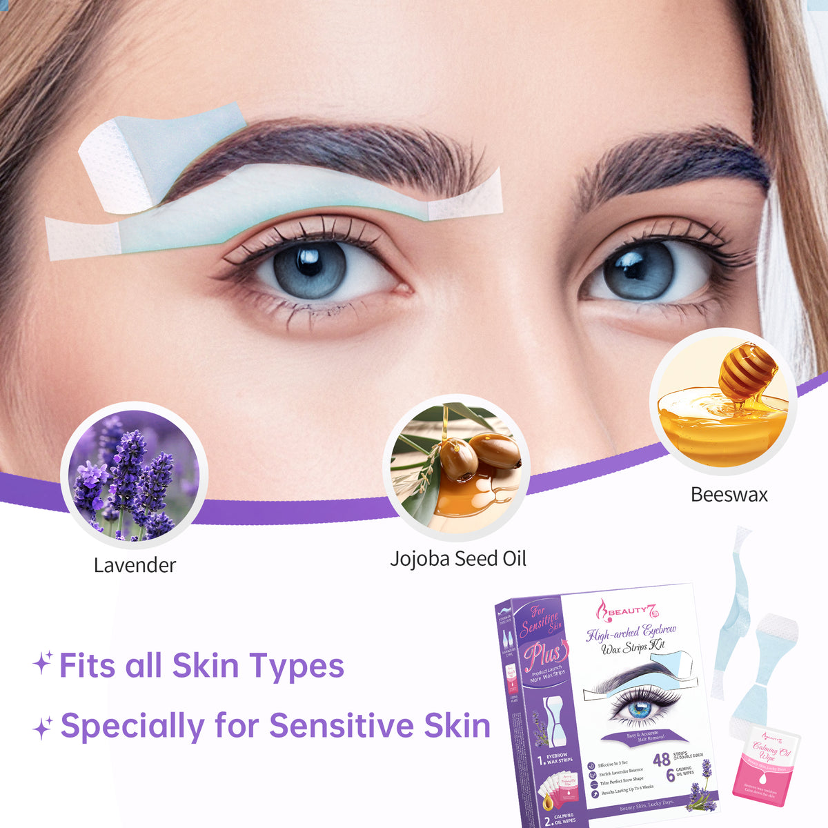 Beauty7 Eyebrow Wax Strips High-arched Eyebrow Wax Strips Kit For Sensitive Plus Version