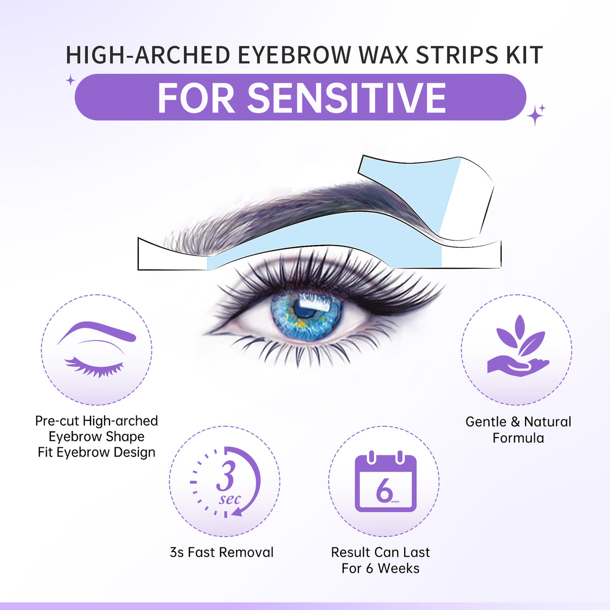 Beauty7 Eyebrow Wax Strips High-arched Eyebrow Wax Strips Kit For Sensitive Plus Version