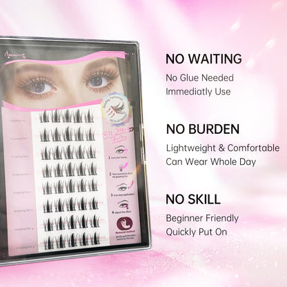 Beauty7 Self Adhesive Eyelashes 40PCS  1 Step Pre Glued Cluster Lashes