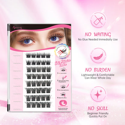 Beauty7 Self Adhesive Eyelashes 40PCS  Pre Glued Cluster Lashes Dense Fan