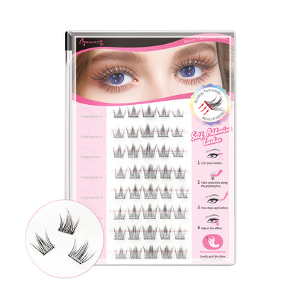 Beauty7 Self Adhesive Eyelashes 40PCS  1 Step Pre Glued Cluster Lashes