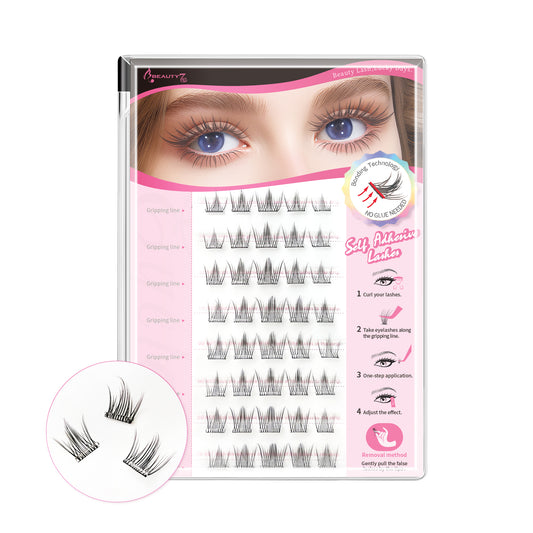 Beauty7 Self Adhesive Eyelashes 40PCS  1 Step Pre Glued Cluster Lashes
