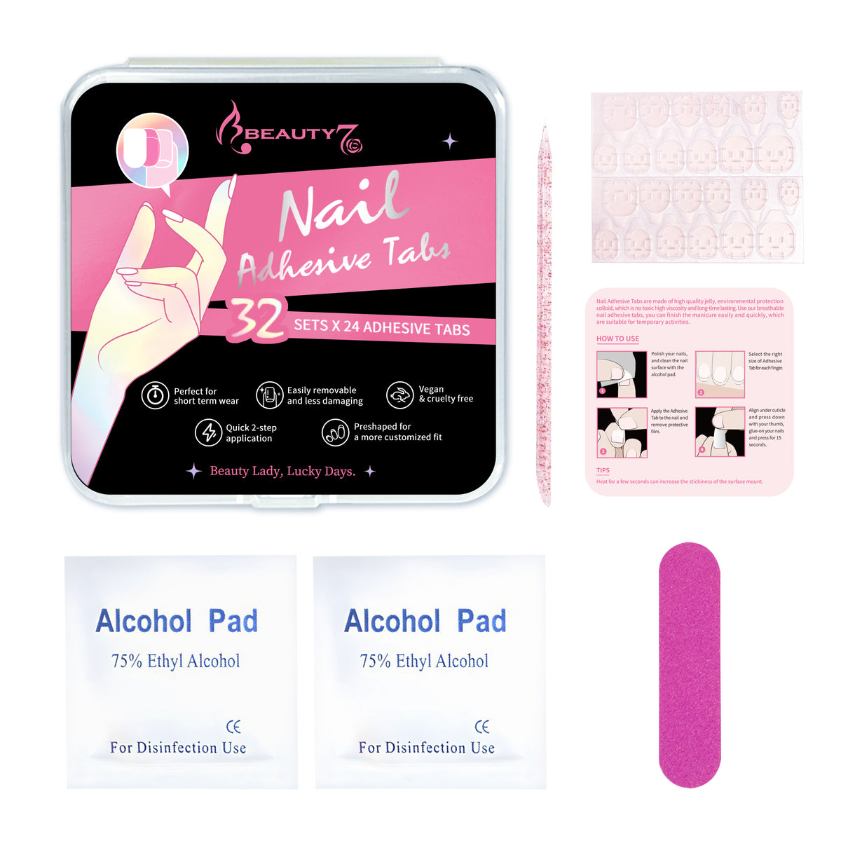 Beauty7 Nail Adhesive Tabs 32 Sheets Transparent Nail Adhesive Tabs For Press-on Nails