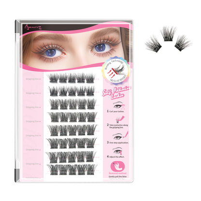 Beauty7 Self Adhesive Eyelashes 40PCS  Pre Glued Cluster Lashes Dense Fan