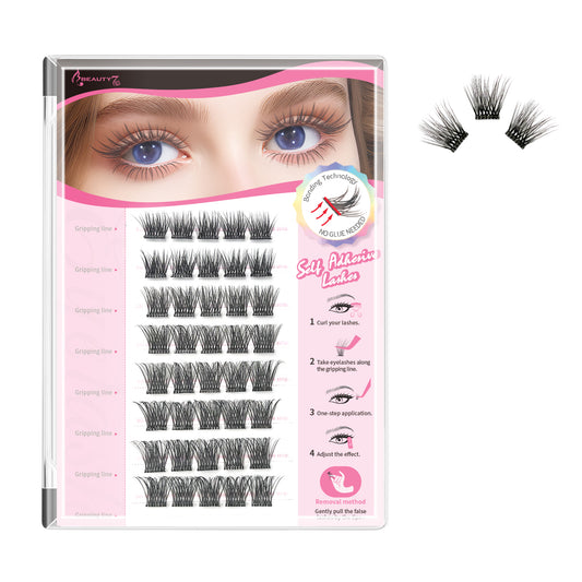 Beauty7 Self Adhesive Eyelashes 40PCS  Pre Glued Cluster Lashes Dense Fan