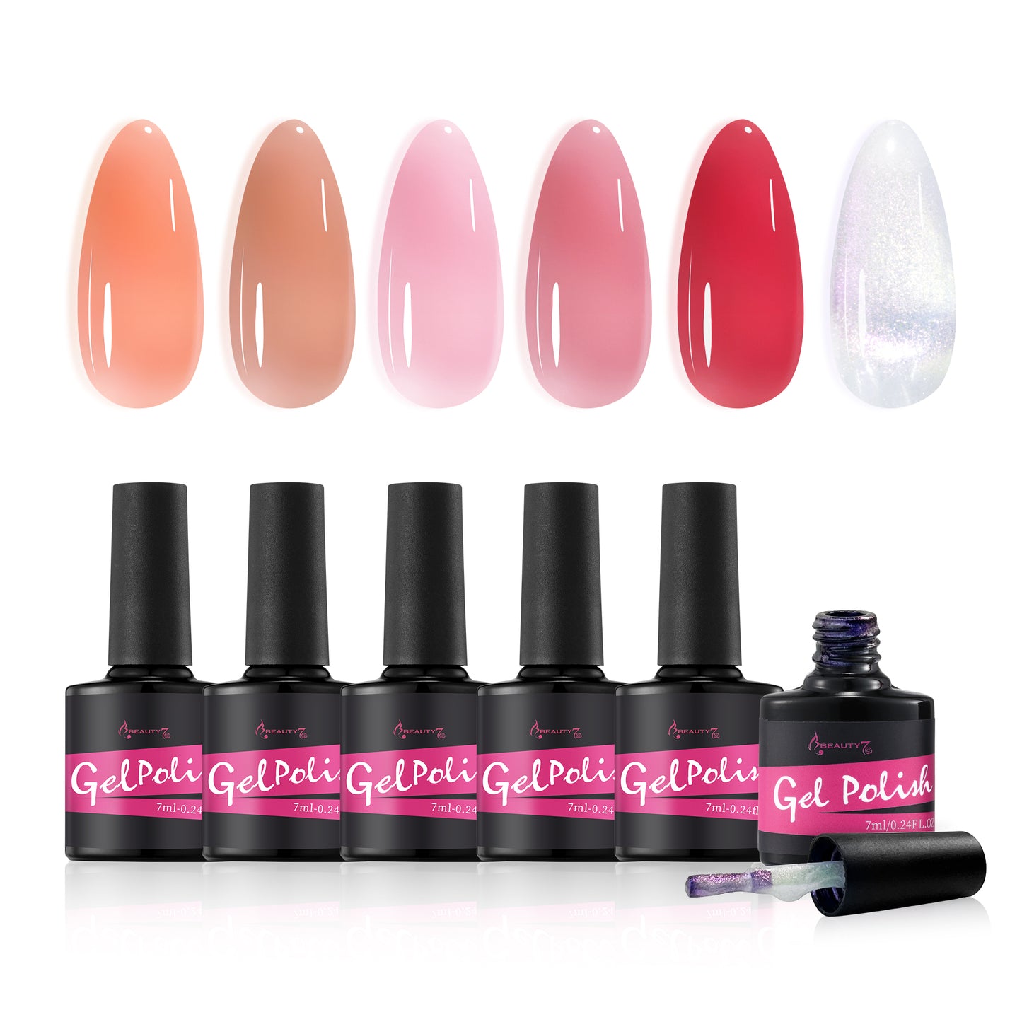 Beauty7 Gel-Nagellack-Set Nagellack 6 Farben
