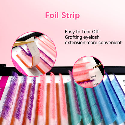 Beauty7 Easy Fan Rainbow Lashes Ombre Gradient Color Lash Extensions D Curl 0.07mm