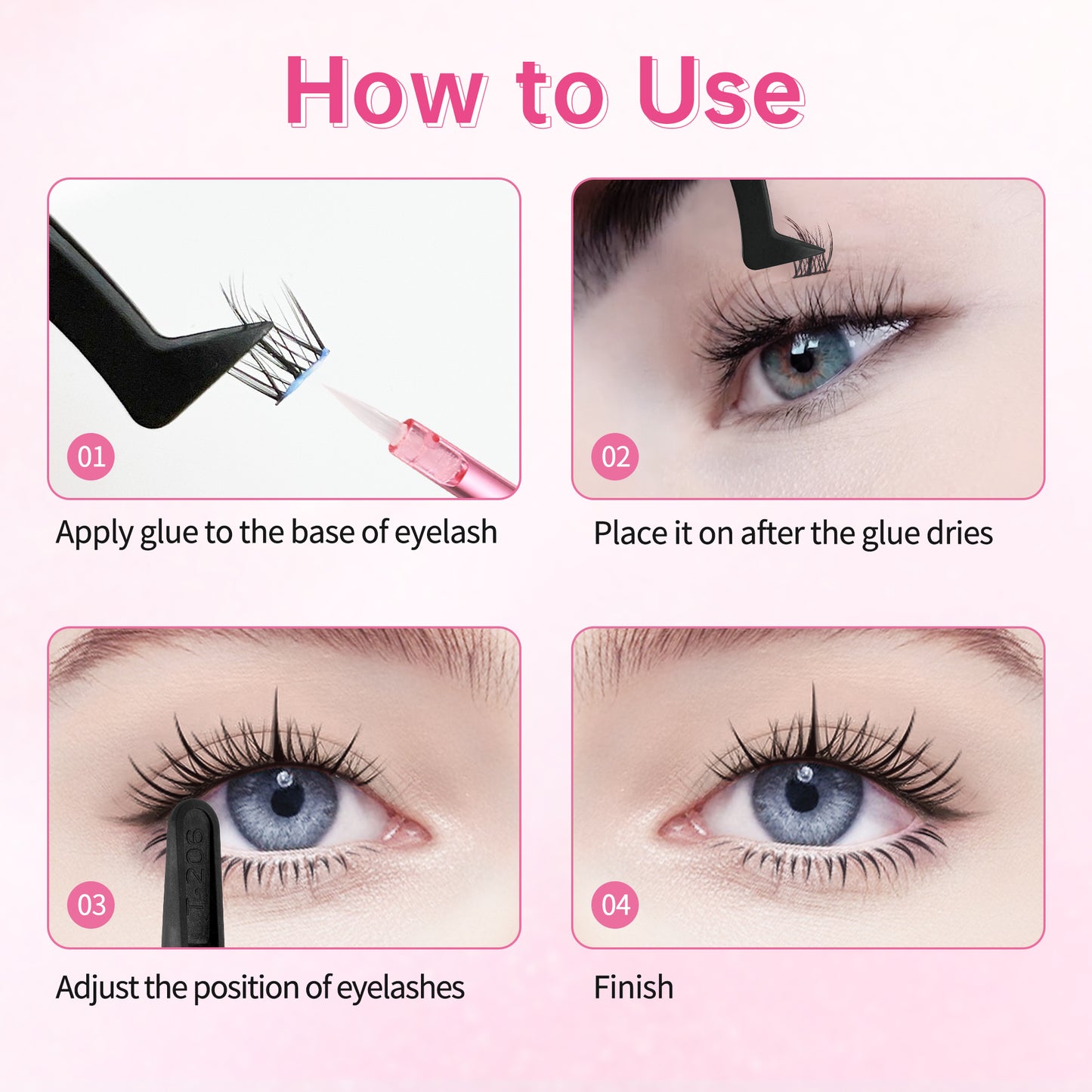 Beauty7 Cluster Lash Glue DIY For False Eyelashes With Tweezer