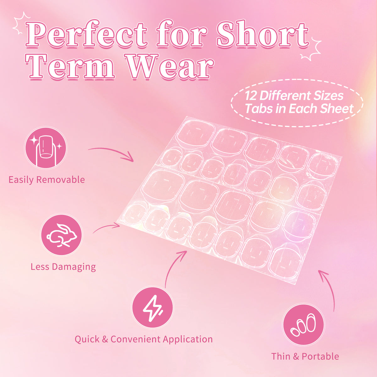 Beauty7 Nail Adhesive Tabs 32 Sheets Transparent Nail Adhesive Tabs For Press-on Nails