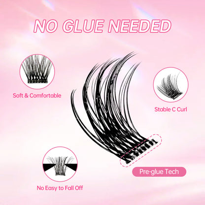 Beauty7 Self Adhesive Eyelashes 40PCS  Pre Glued Cluster Lashes Dense Fan