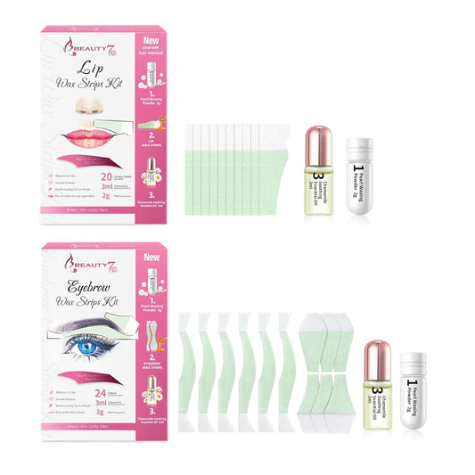 Beauty7 Eyebrow Wax Strips Kit Lip Wax Strips Kit 2 SET