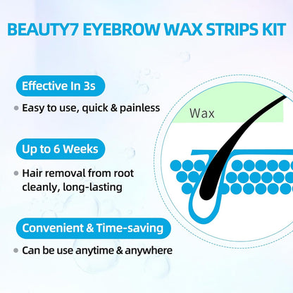 Beauty7 Men's Eyebrow Wax Strips Hair Removal 24 pcs with Pearl Powder Essential Oil