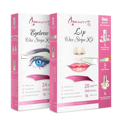 Beauty7 Eyebrow Wax Strips Kit Lip Wax Strips Kit 2 SET